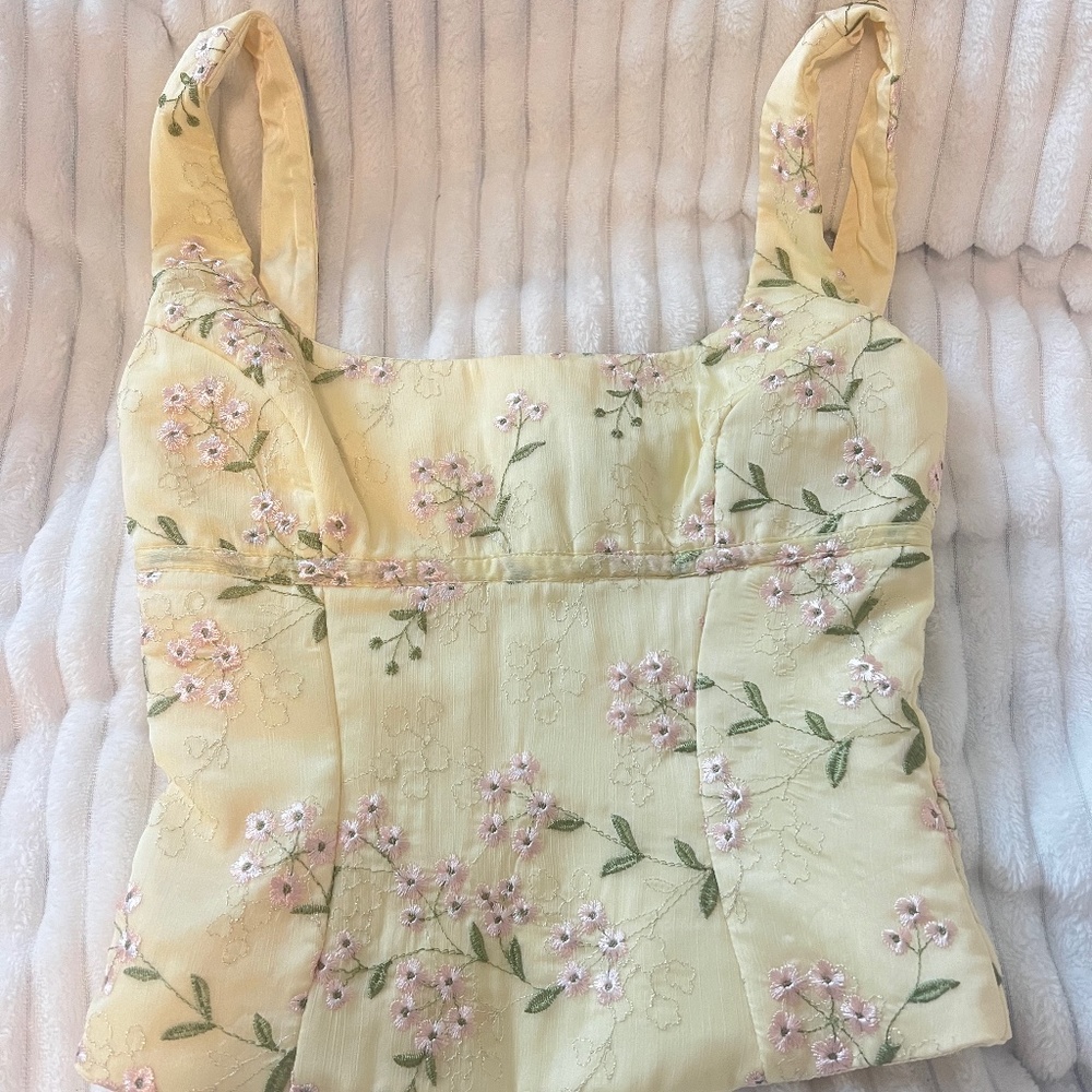 Mistress Rocks Lemon Embroidered Top